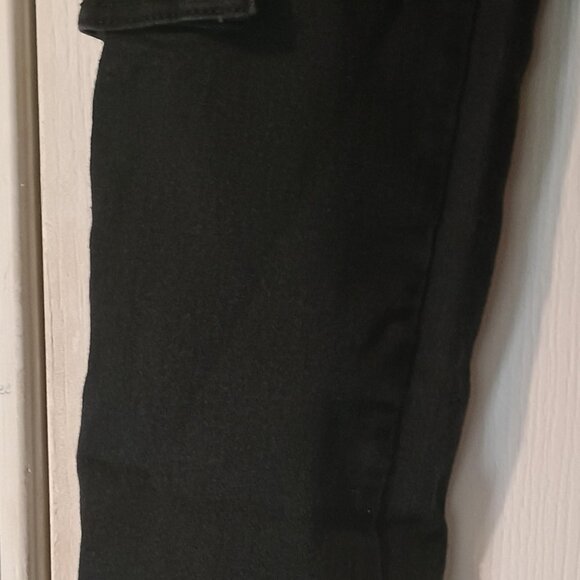 True Religion Cargo Jeans Kids 7 Black Denim Logo Pants Adjustable Waist - Picture 4 of 10